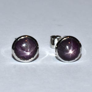 Genuine round star ruby handmade earring for her