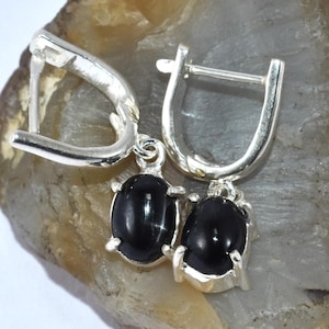 Blackstar diopside halo stud earring, black star wedding stud earrings ,bridal silver jewelry,4 line visible star earring,925 silver earring