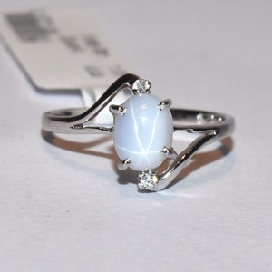 Star Sapphire & Zirconia Ring: 925 Sterling Silver Solitaire, Positive Healing