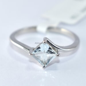 Aquamarine Engagement Ring Aquamarine Ring Promise Ring Vintage Aquamarine Ring Birthstone Ring Sterling Silver Ring for Women