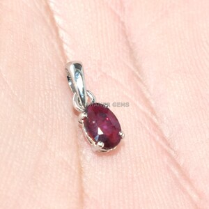 Minimalist Ruby 925 Sterling Silver Pendant - Tiny Small Beautiful Charm - Gift Idea