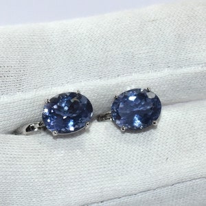 100% Natural Iolite silver earring - latch back - Vintage handmade traditional jewelry