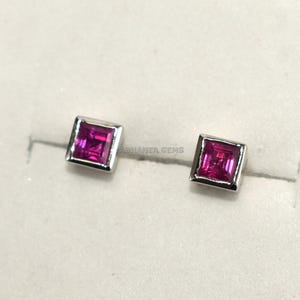 Unisex Design Stud With Ruby In 925 Sterling Silver Stylish Handmade Piercing Trending Jewelry