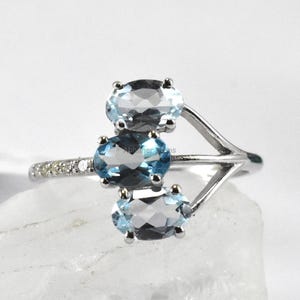 Aquamarine & Diamond Sterling Silver Ring: Filigree Solitaire Jewelry