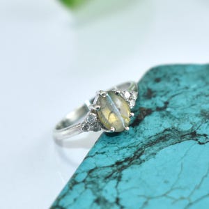 Oval Cat&#39;s Eye Sterling Silver Ring - Handmade Spiritual Jewelry