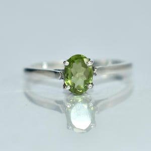 Perfect Solitaire Peridot  925 sterling silver ring Complete Handcrafted Daily Wear Attractive Jewelry Birthstone Gift For her