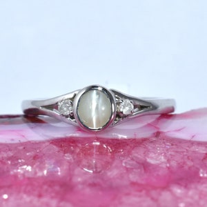 Natural Cat&#39;s Eye & CZ Diamond Ring Cat&#39;s Eye Chrysoberyl Cat&#39;s Eye Engagement Cat&#39;s Eye Statement Ring Solid 925 Silver Handmade Jewelry