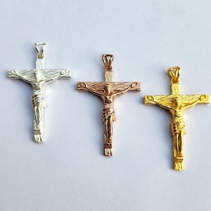 14K Gold Heiliger Jesus Kruzifix Anhänger: Sterling Silber Schutzengel Weihnachtsschmuck