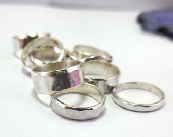 925 Sterling silver hammered band ring