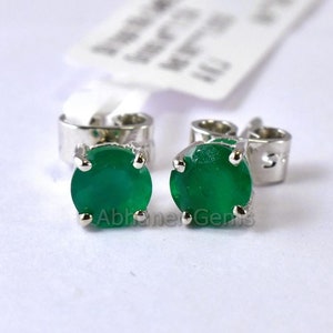 Emerald Substitute Onyx Light Weight Handmade Stud Earring 925 Sterling Silver Perfect For All Special Gift At Sale Discount Best Price