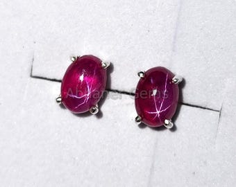 Star Ruby Like Lindy Star Fine Earring 925 Sterling Silver, Traditional Skill, Special Gift, At Sale, discount Offer In Demand