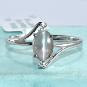 Chrysoberyll Oval Katzenauge Ring und CZ Diamant Zierliche Ring Boho Designer Schmuck Massiv 925 Sterling Silber Feine Qualität Niedrigster Preis