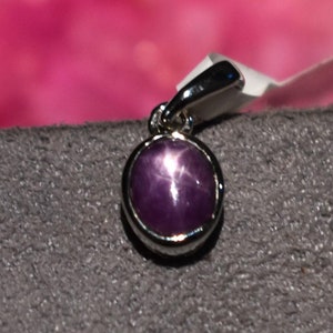 100% Natural star ruby - Solid 925 sterling silver pendant - Handmade necklace set with birthstone ruby