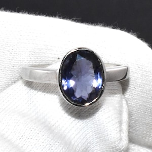 Blauer Iolith Ring Edelsteinring Sterling Silber Schmuck Oval Ring Blau Statement Ring 925 Sterling Silberschmuck Ring attraktives Geschenk Her