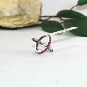 Ruby Sapphire Wrap Ring, Solid 925 Sterling Open Band Ring, Natural Ruby & Blue Sapphire Statement Ring, Fine Jewelry Gift 画像 5