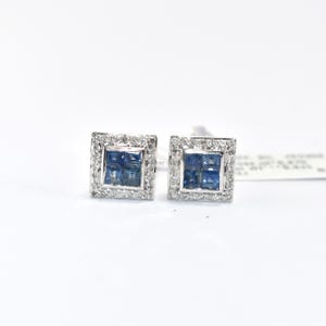 Sapphire Cufflink, 925 Sterling Silver Sapphire Cufflinks For Man, Square cut Blue Sapphire Gemstone, men&#39;s Groom Wedding Jewelry gift
