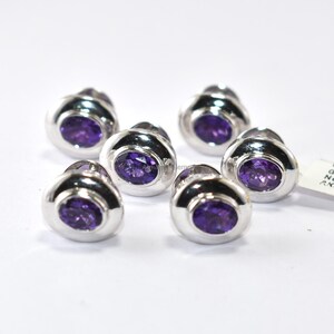 6 Amethyst Gemstone Cufflinks - Purple Cufflinks - February Birthstone Birthday Gift for Him - Anniversary Gift - Amethyst Button For Gift