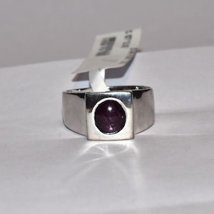 Natürlicher Sternrubin Ring, Silber mit Sterlingsilberschmuck, natürlicher Sternrubin, Herrenring, Herrenring