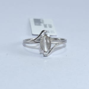 Katzenauge & Zirkonia Handgefertigter Ring 925 Sterling Silber Boho Statement Ring