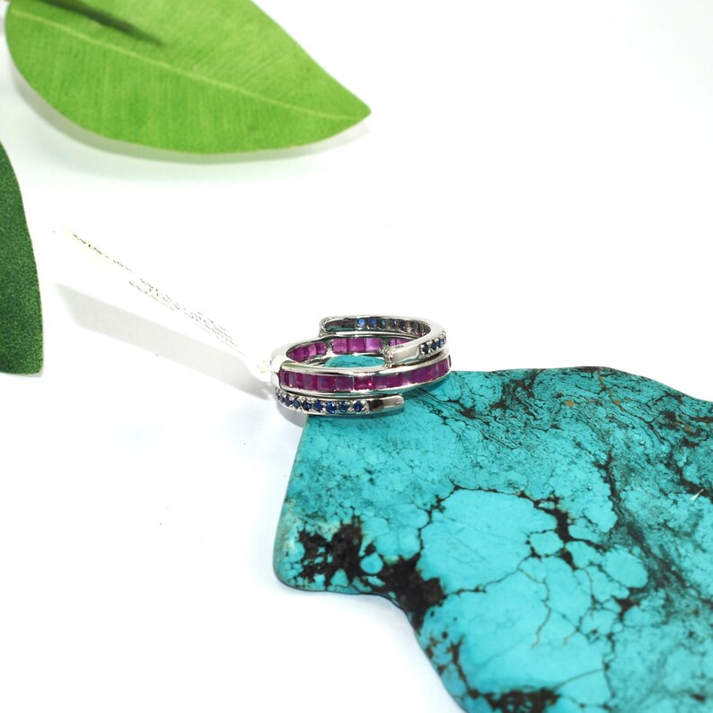Ruby Sapphire Wrap Ring, Solid 925 Sterling Open Band Ring, Natural Ruby & Blue Sapphire Statement Ring, Fine Jewelry Gift 画像 7
