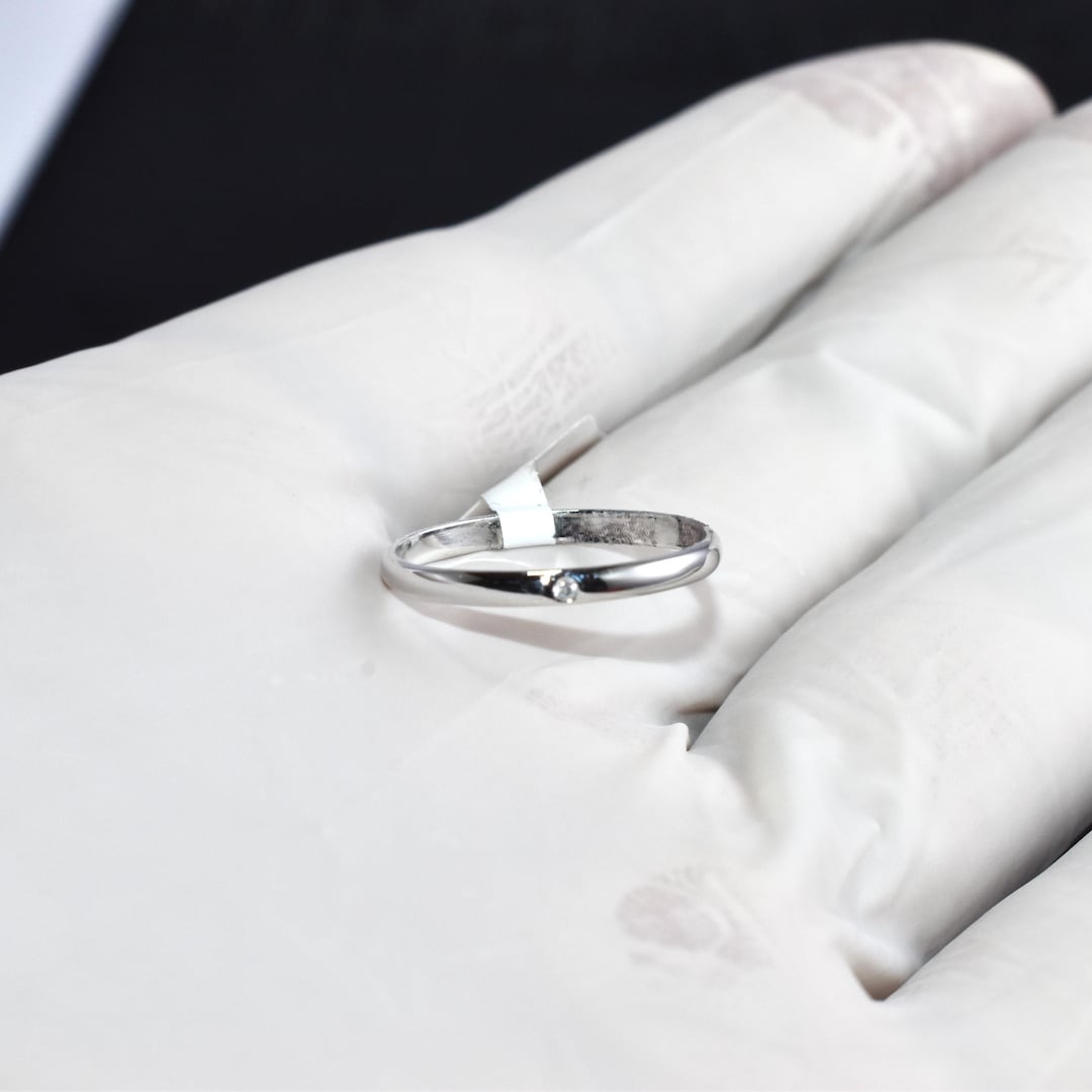 Small Diamond Rings Silver Diamond Silver Ring, Minimalist Sterling Silver Ring With Tiny Genuine ...