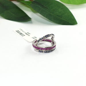 Ruby Sapphire Wrap Ring, Solid 925 Sterling Open Band Ring, Natural Ruby & Blue Sapphire Statement Ring, Fine Jewelry Gift 画像 3