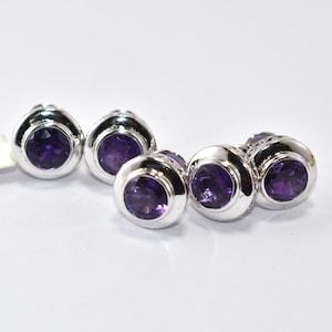 Amethyst Gemstone Cufflinks -5  Purple Cufflinks - February Birthstone Birthday Gift for Him - Anniversary Gift - Amethyst Button For Gift