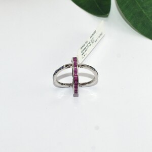 Ruby Sapphire Wrap Ring, Solid 925 Sterling Open Band Ring, Natural Ruby & Blue Sapphire Statement Ring, Fine Jewelry Gift 画像 4