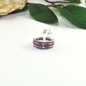 Ruby Sapphire Wrap Ring, Solid 925 Sterling Open Band Ring, Natural Ruby & Blue Sapphire Statement Ring, Fine Jewelry Gift 画像 2