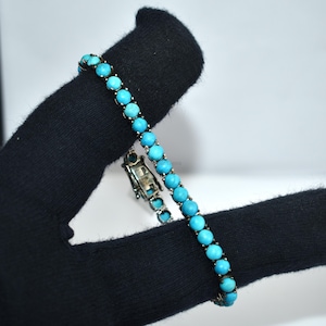 Turquoise Tennis Bracelet: 925 Sterling Silver Gemstone Jewelry