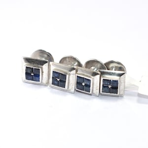Blue Sapphire Western Cufflinks, Formal Wear Suits Cufflinks, 925 Sterling Silver Cufflinks, Handmade Cufflinks, Minimalist Unisex Cufflinks