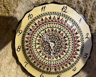 9"plate, Ceramic Plate, Hittite Ceramic, Ceramic Decoration,Clock,Time,Wall Clock,Handmade,Hittite Design