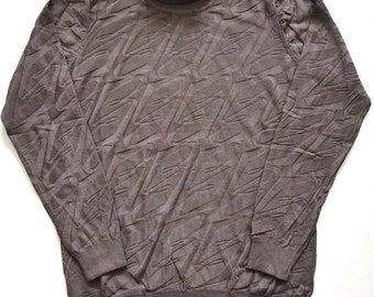 Jersey de viscosa con cuello alto de punto gris otoñal para hombre, de axila a axila: 54 cm; Longitud: 72 cm, fabricado con material muy elástico.