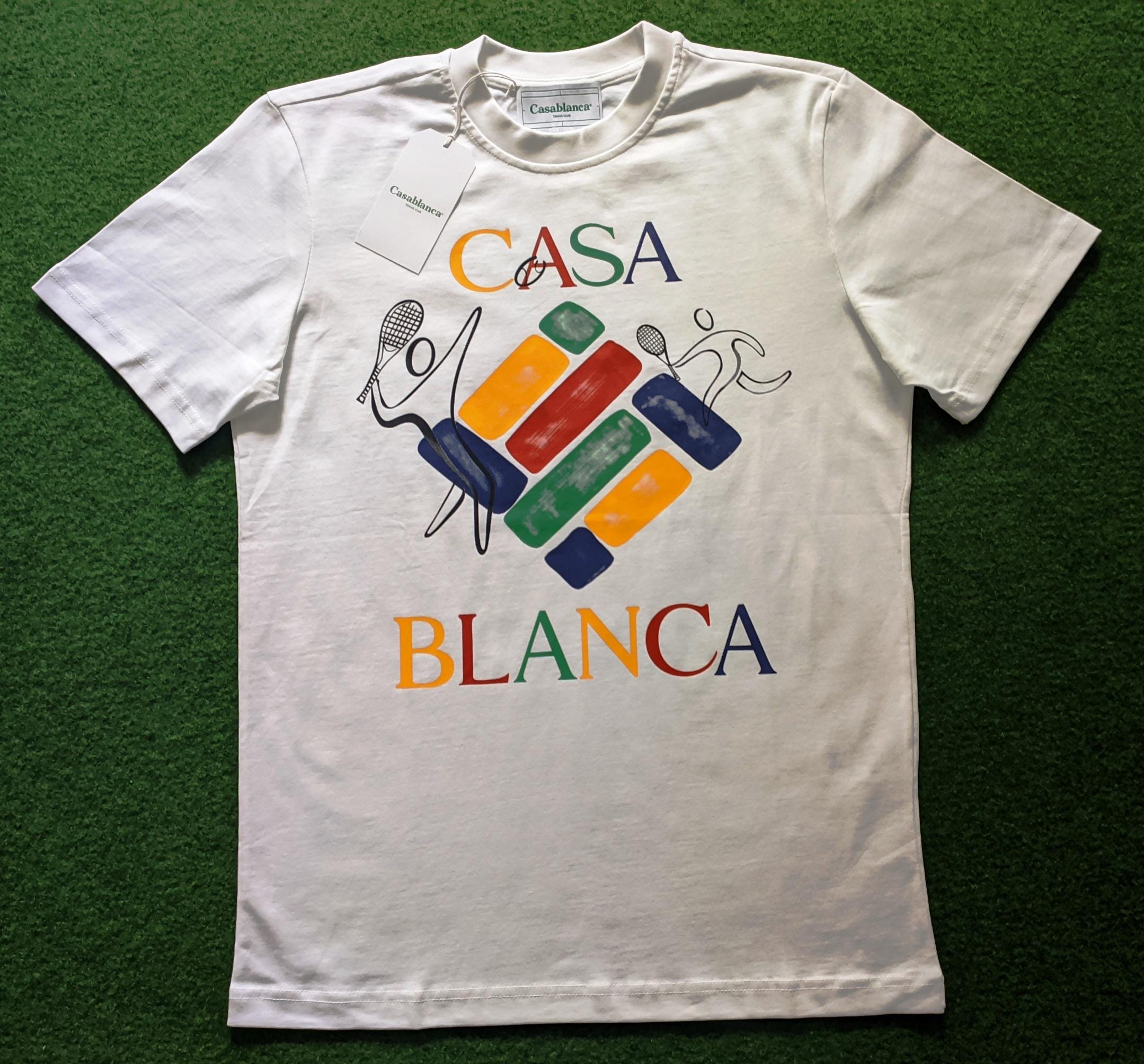 Tシャツ・カットソー CASABLANCA WHITE COTTON T-SHIRT CASABLANCA White Cotton T-shirt Size S,,L,XL,2XL Logo - Etsy