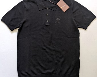 LORO PIANA knitted black polo t-shirt size M, L, logo