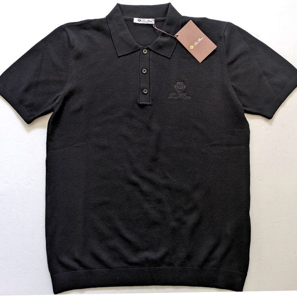 LORO PIANA polo nera in maglia taglia M, L, logo