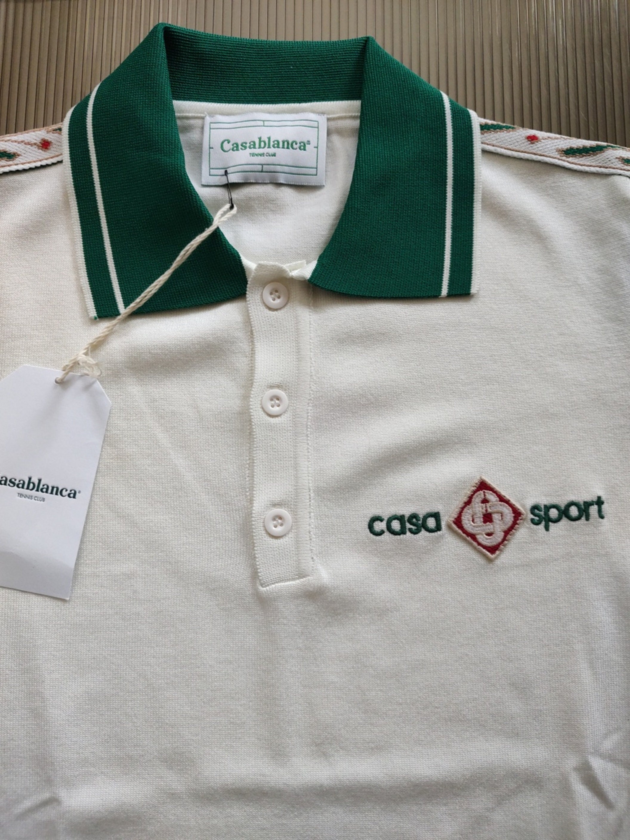 Tシャツ・カットソー Casablanca RIBBED COLLAR SHIRT (WPS25 SH 135 01BRIGHTWHITE) Casablanca Ribbed Collar Shirt White SS25 SML Women Clothing