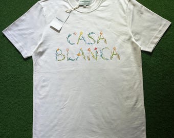 ■Casablanca■大人気 ユニセックス ホワイトTシャツ 国内発送 CASABLANCA White Cotton T-shirt Size S,,L,XL,2XL Logo - Etsy