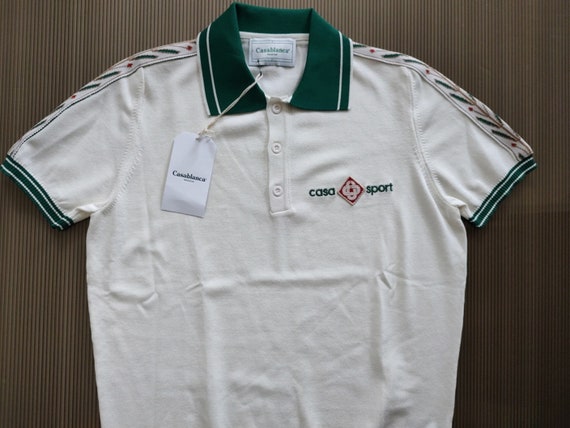 CASABLANCA Knitted White Polo T-shirt Size S, M, L, XL, 2XL
