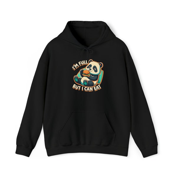 Unisex Cute Panda Printed Hoodie Sweatshirt, Cotton, Comfortable, Hungry Panda Vibes: 'I'm Full, but I Can Eat' Hoodie, Women/Man, 5 Colors