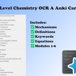 A Level Chemistry Anki Flashcards OCR A (A* type flashcards)