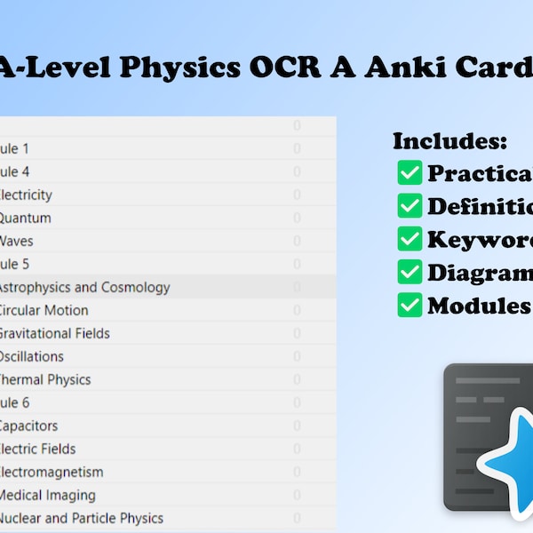 A Level Physics Anki Flashcards OCR A (A* type flashcards)