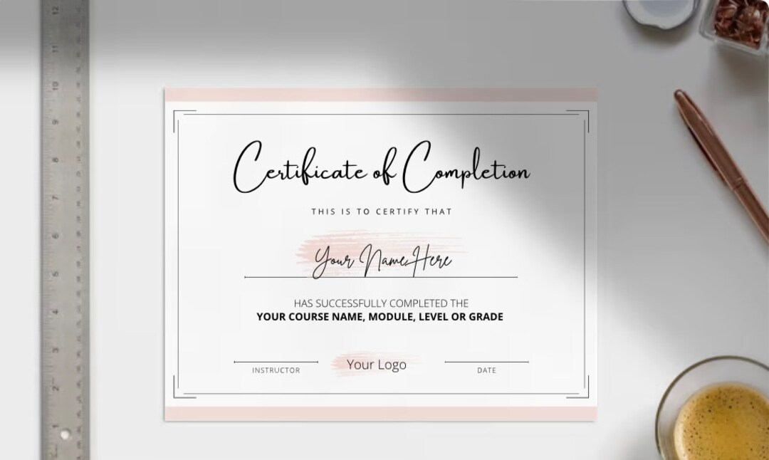 Certificate of Completion DIY Course Completion Template - Etsy Canada