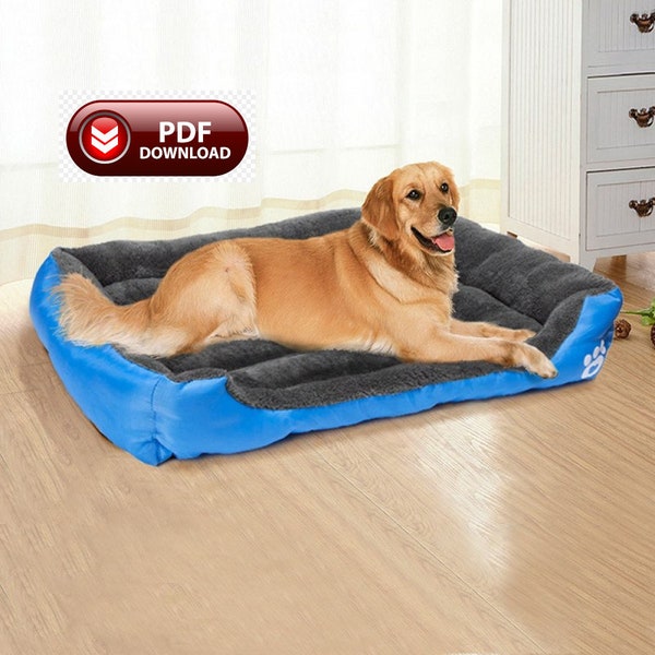 PDF Sewing Pattern For Dog Bed in XXL size 109 x 79 cm With Video Tutorial Included Manual DIY Project make at home Craft Project Crafty