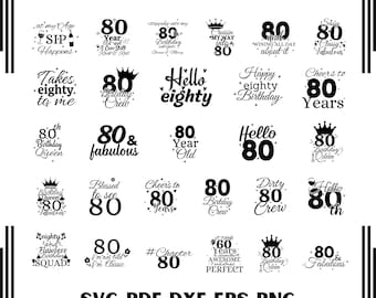 80th birthday svg, 80th svg, Old Number 80 svg, 80th Cut File for Cricut, Aged to Perfection svg - Printable, Cricut & Silhouette cut files