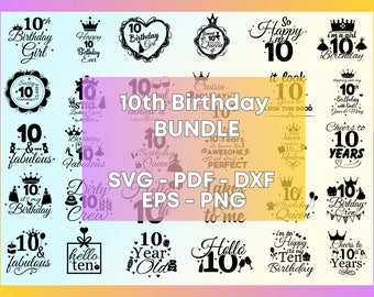 Geburtstags-Svg, 10. Geburtstag-Svg, Geschenke für 10-jähriges, 10 Jahre altes, kleine Schwester-Geschenk, Geburtstags-Shirt-Svg, Kinder-Svg, Baby-Svg, Sublimation, Cricut