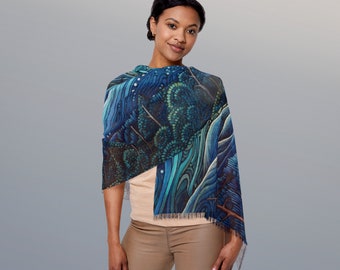 Tranquil Moonrise with our Blue Ridge Mountains Scarf - Perfect Gift for Women Who Love Elegance & Sophistication