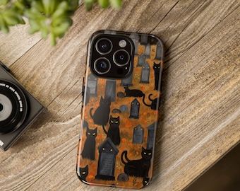 Black Cats Cemetery Phone Case: Protective iPhone, Pixel, Galaxy