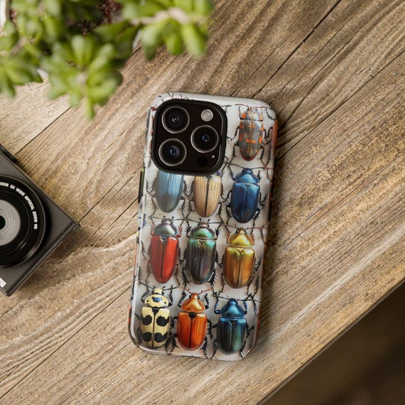 Colorful Beetle Collection Phone Case - Entomology Art Protective Cover,  Nature Lover Gift