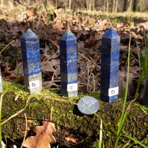 Naturligt lapis lazuli-torn, obelisk, reiki-laddning, meditationskristall, högkvalitativ naturlig punkt, blå dekoration bild 1